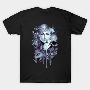 Wolf Skull Girl Tattoo T-Shirt